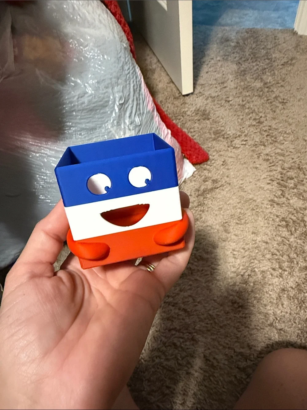 Smiley Face needoh cube buddy- Blue White Red
